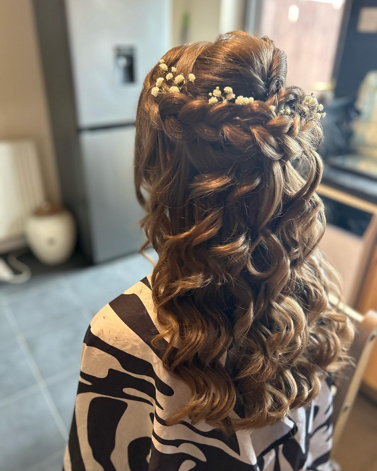 Boho Half-Up Braid With Thick Curl Hair