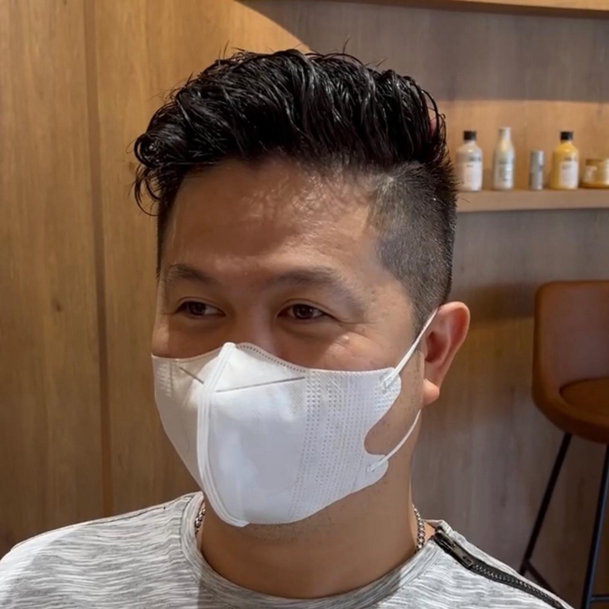 Perm Swept Side Hair With Shaved
