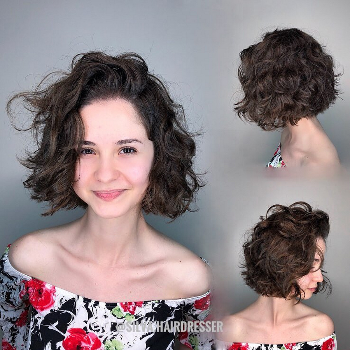 Curly Choppy Combover Bob