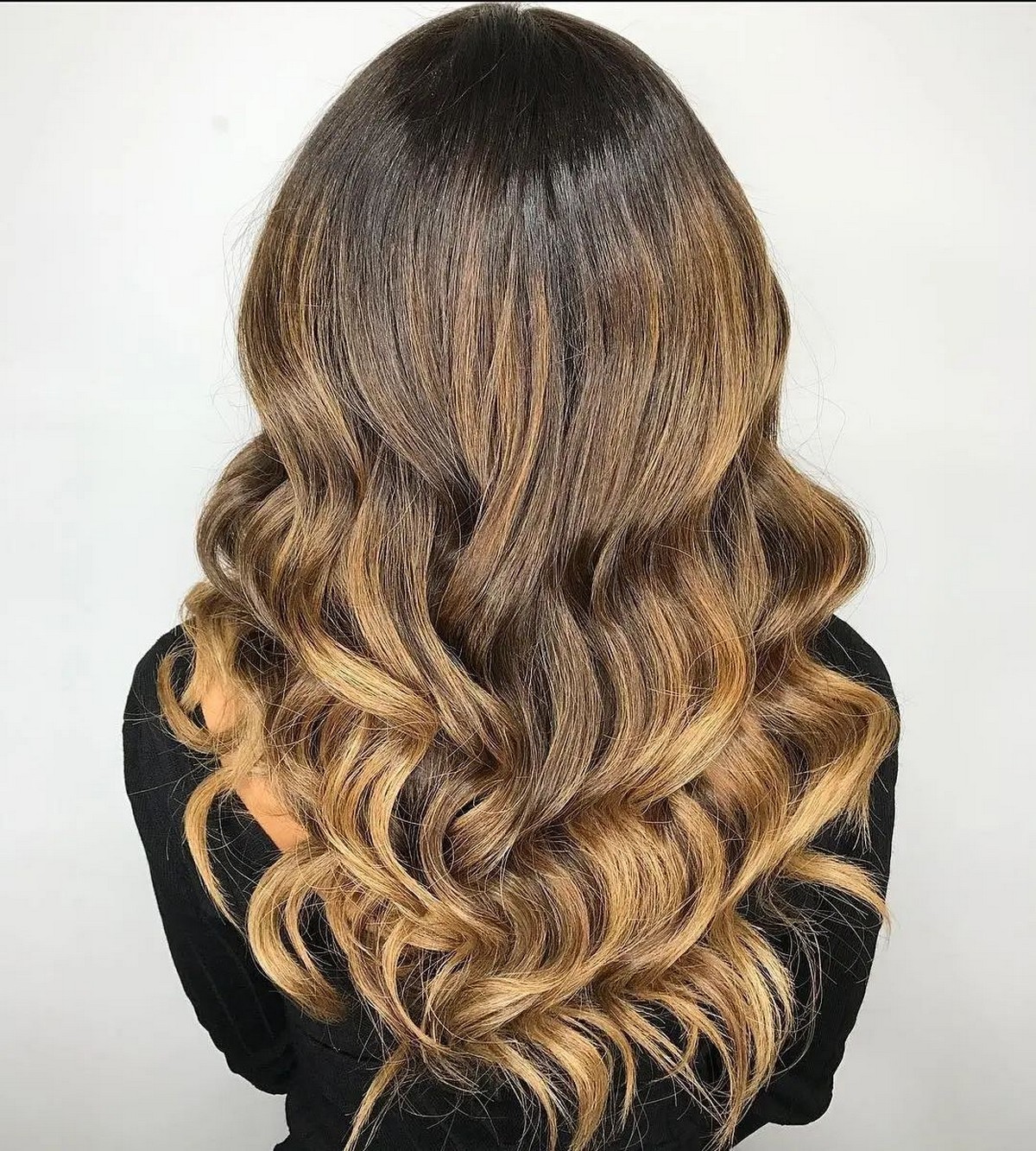 Dark Brown Hair With Caramel Balayage Highlights