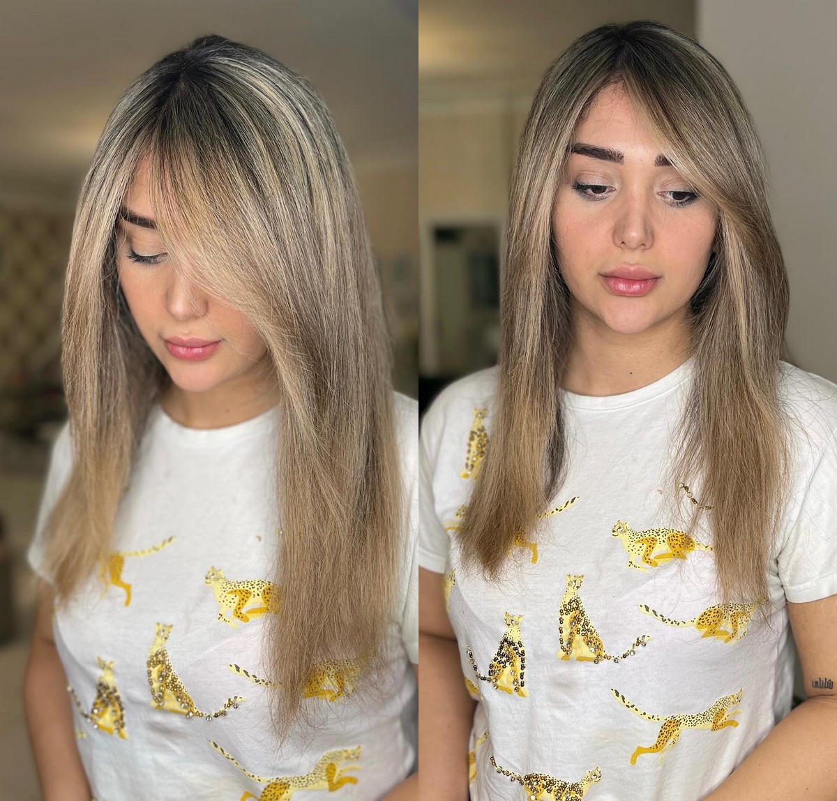 Balayage On The Gorgeous Highlight Straight, Thick Hair