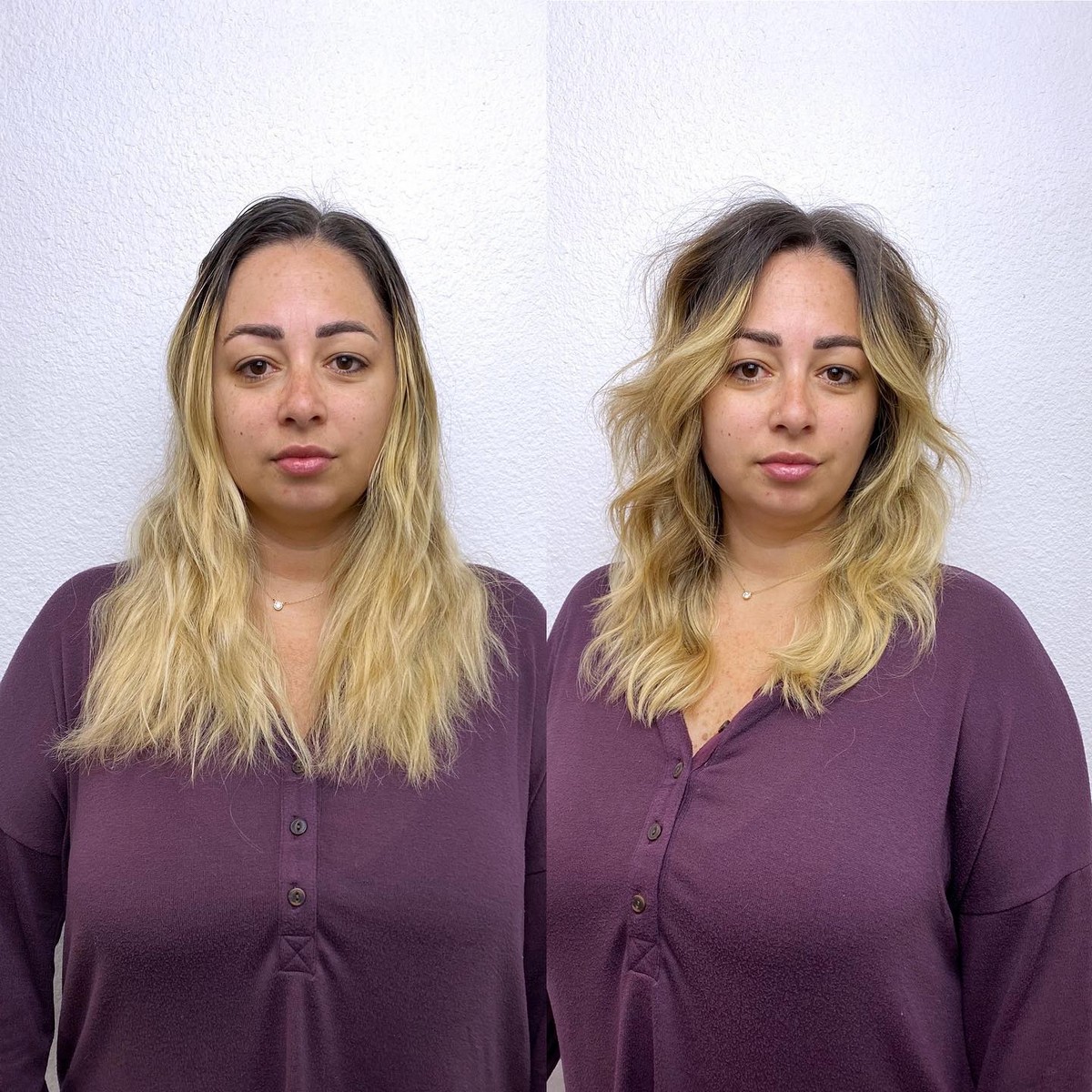 Blonde Razor Cut With Dark Root