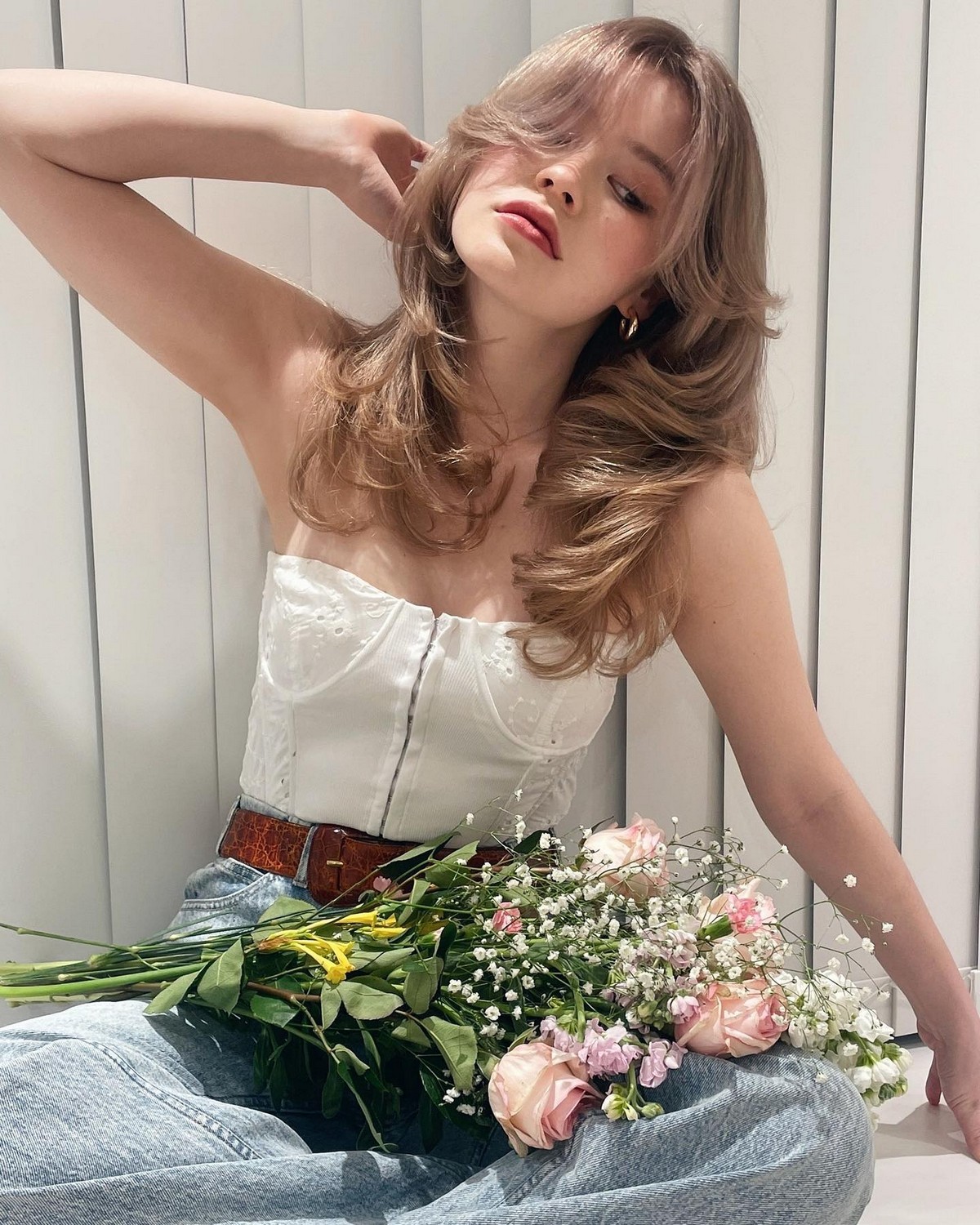 Butterfly Cut With Curtain Bangs In Parisian Style
