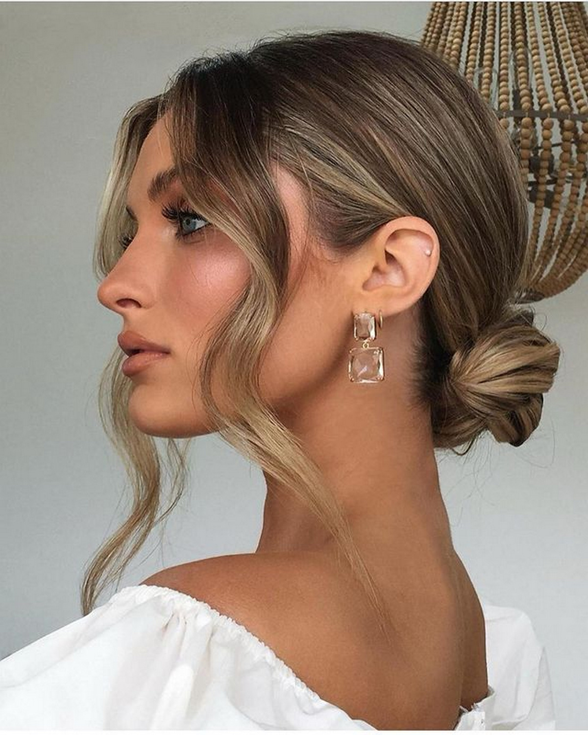 Low Updo With Long Bangs