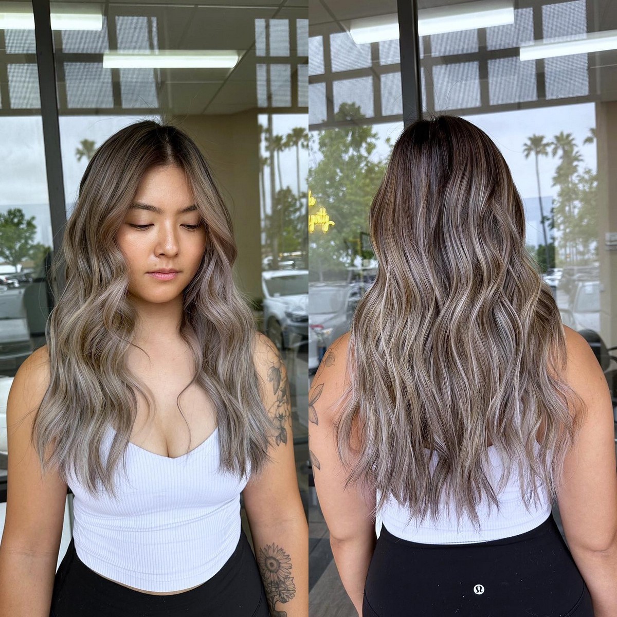 Ashy Platinum Blonde Highlights On Black Hair