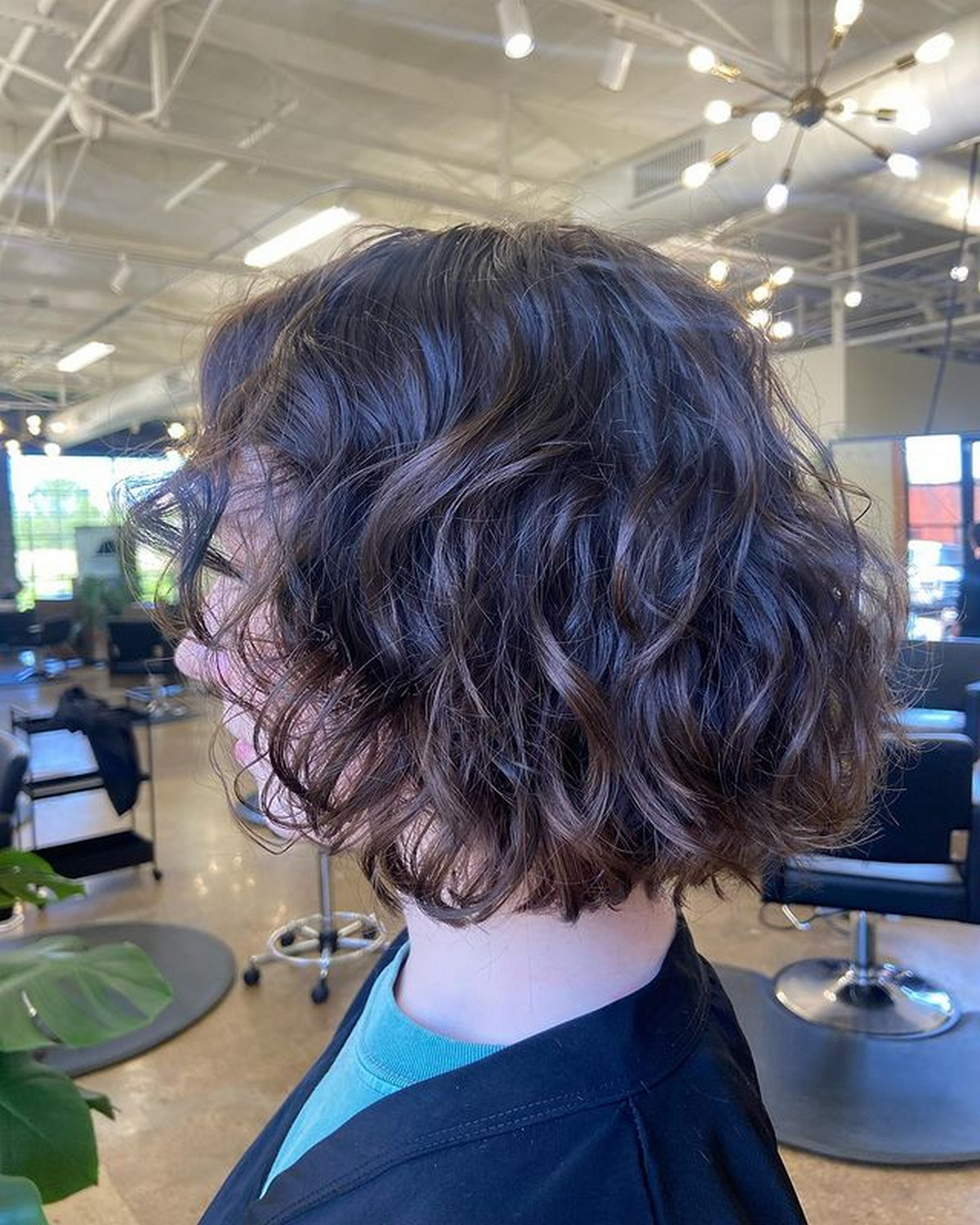 Layered Curly Chocolate Brown Bob
