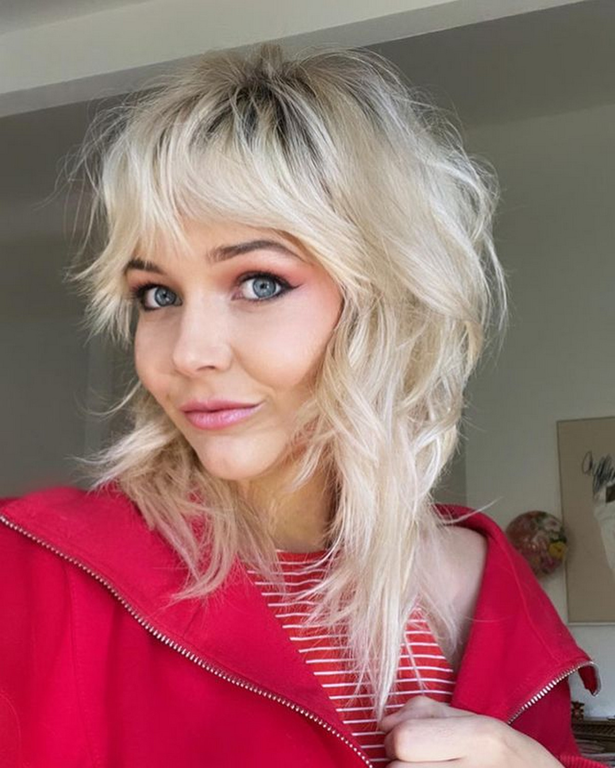 Messy Shag with Bright Blonde Hair