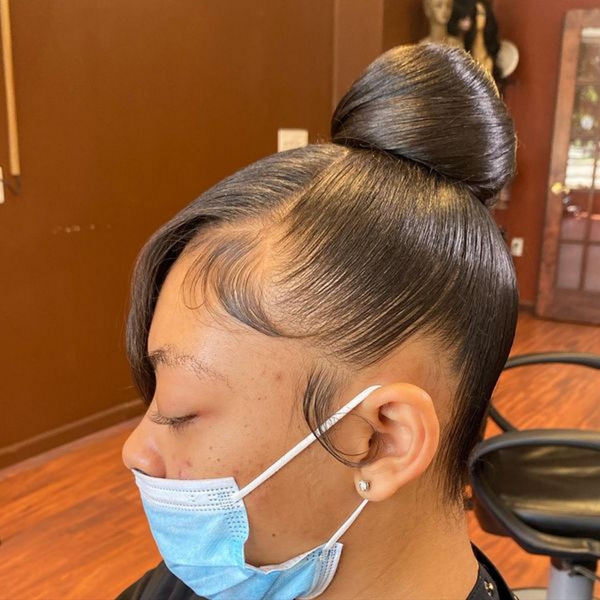 Twisted Bun With Side-Swept Bangs