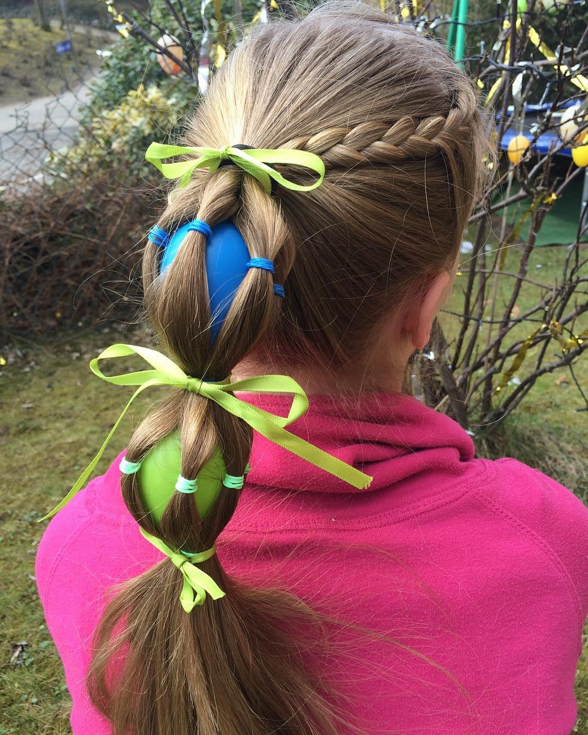 Blue And Green Pony Tail