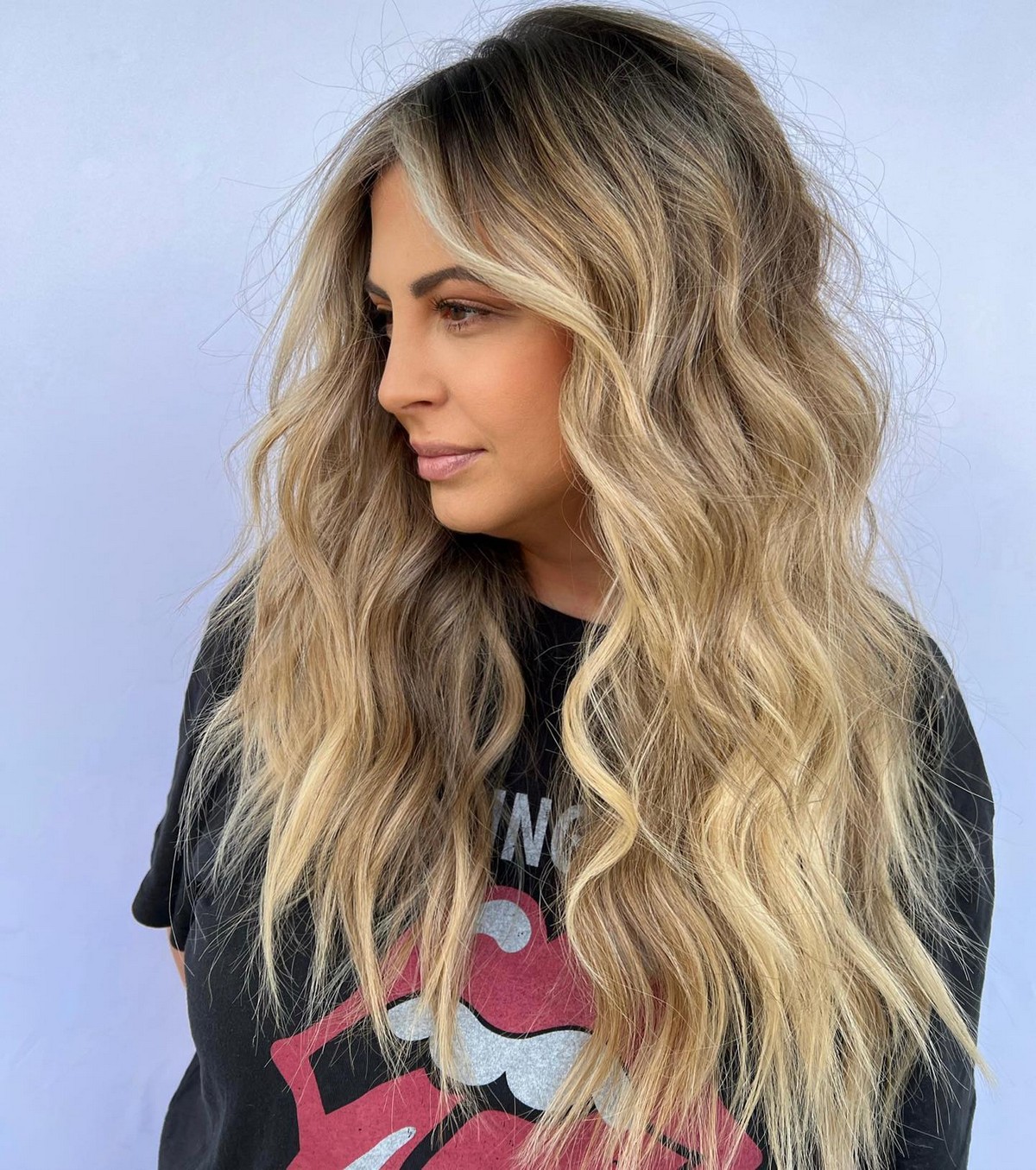 Face-Framing Honey Blonde Highlights On Black Hair