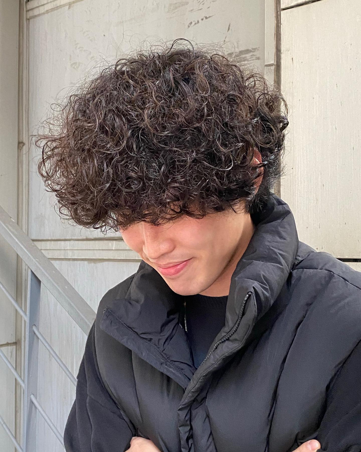 Thin Korean Curly Perm Messy Hair