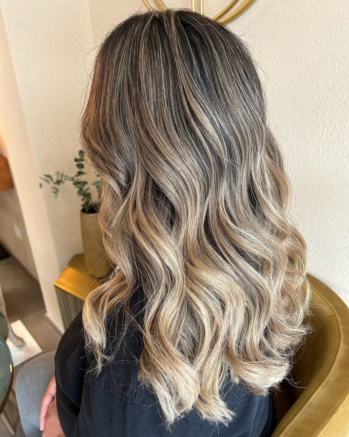 Beige Blonde Babylights On Black Hair