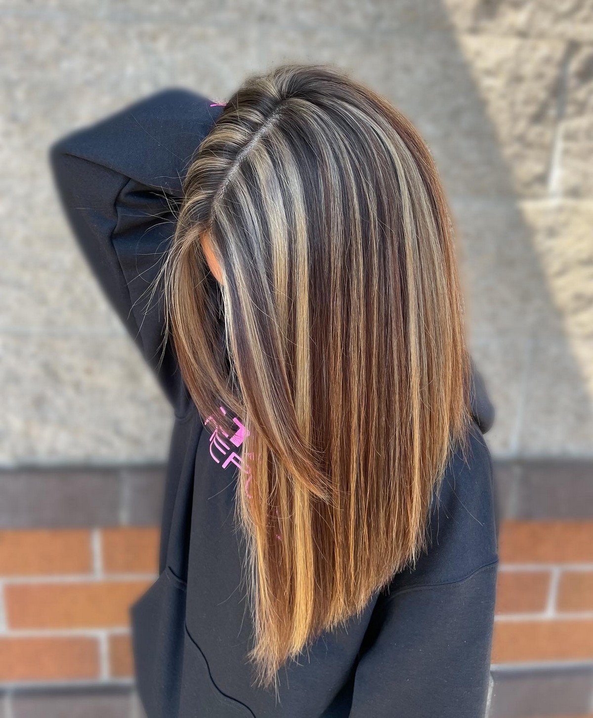 Dark Brown Hair With Chunky Highlights