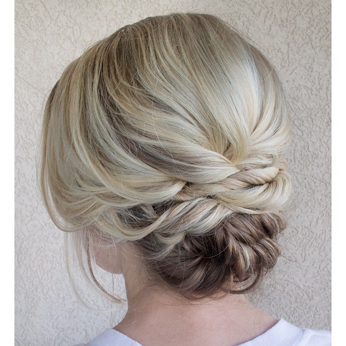 Low Twisted Updo For Medium Hair
