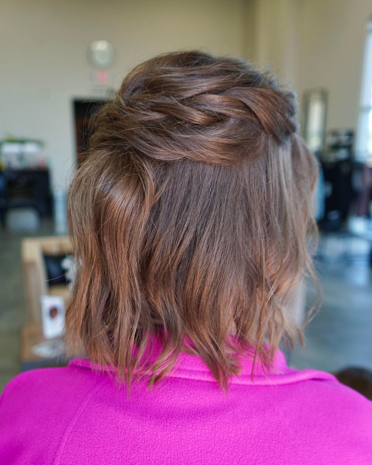 Textured Half Updo Style On Bob