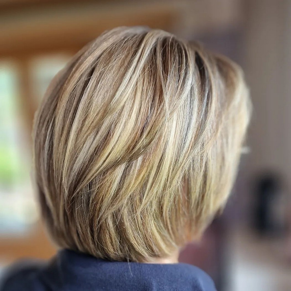 Healthy Blonde Shiny Bob, Thick Hair
