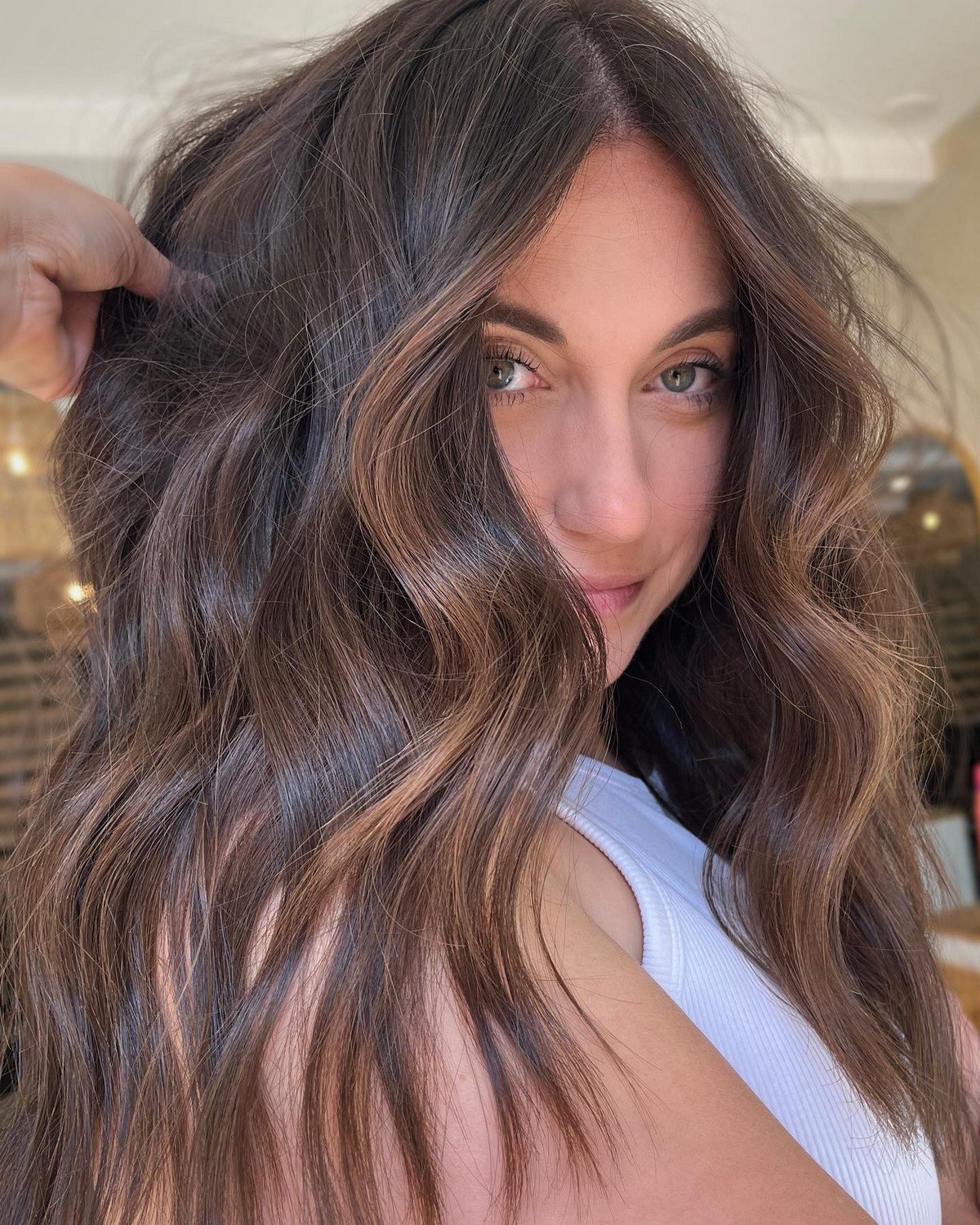 Dark Brown Hair With Beachy Highlights