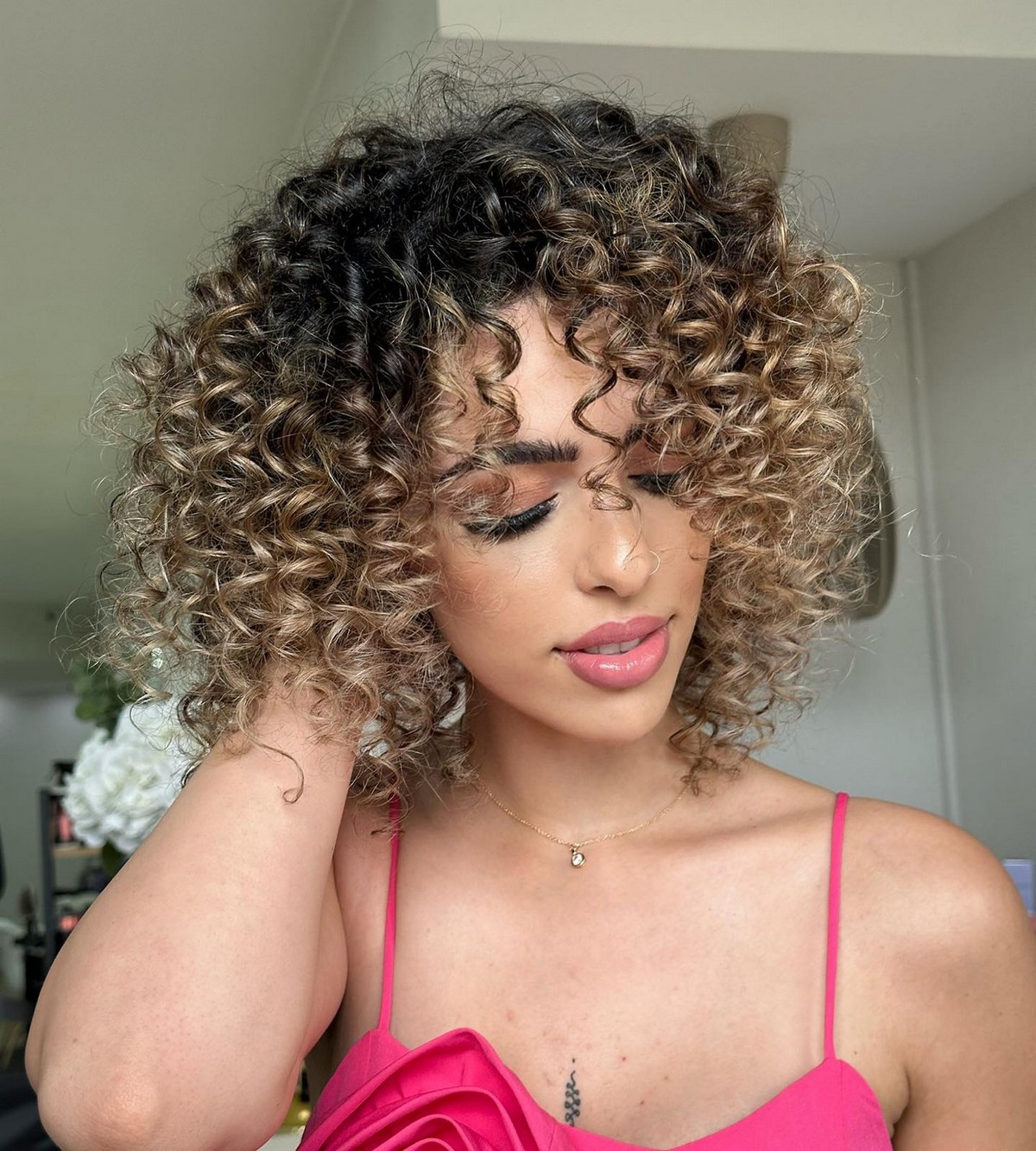 Honey Caramel Blonde Ombre On Black Hair