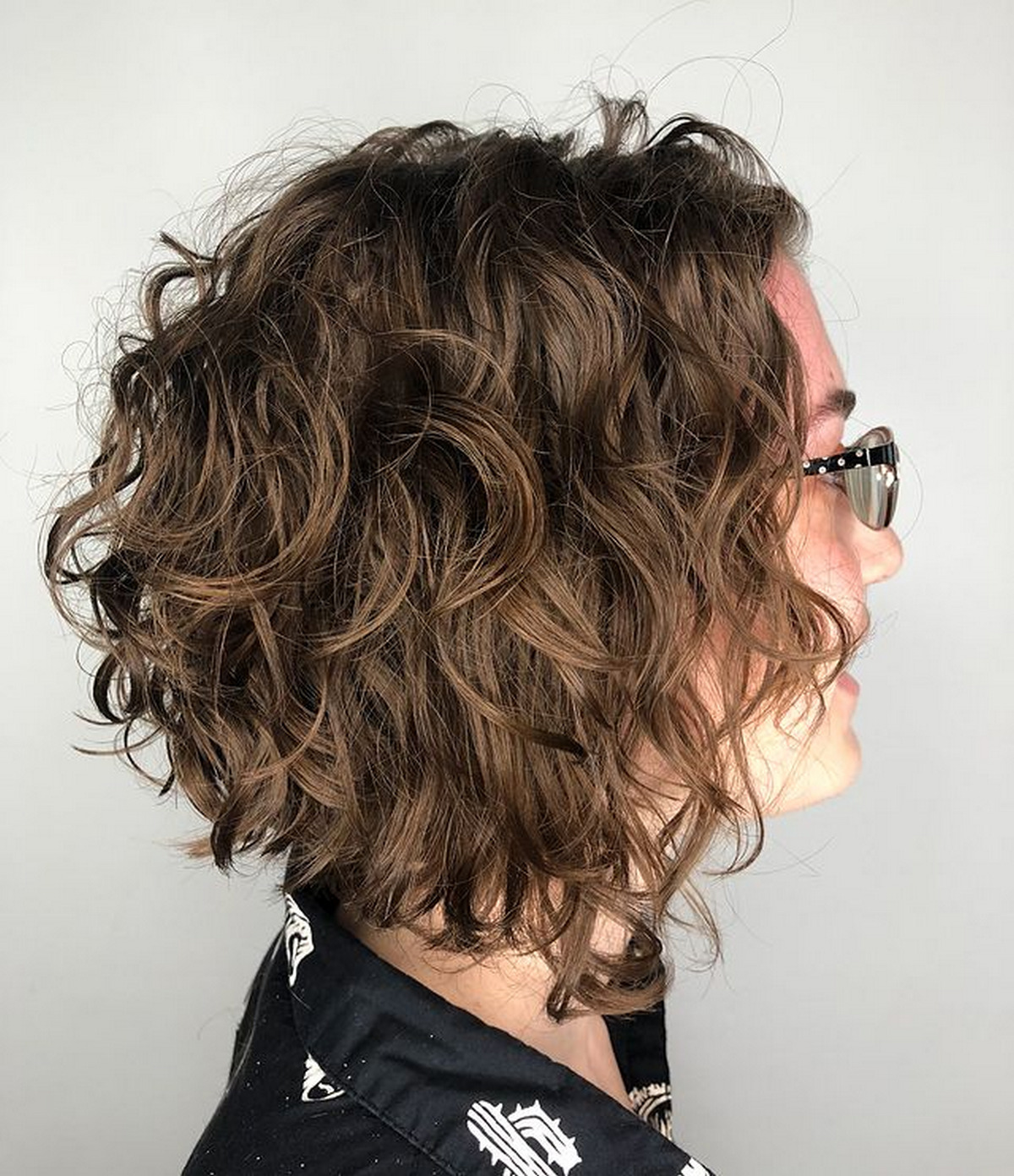 Disheveled Curly Light Brown Bob