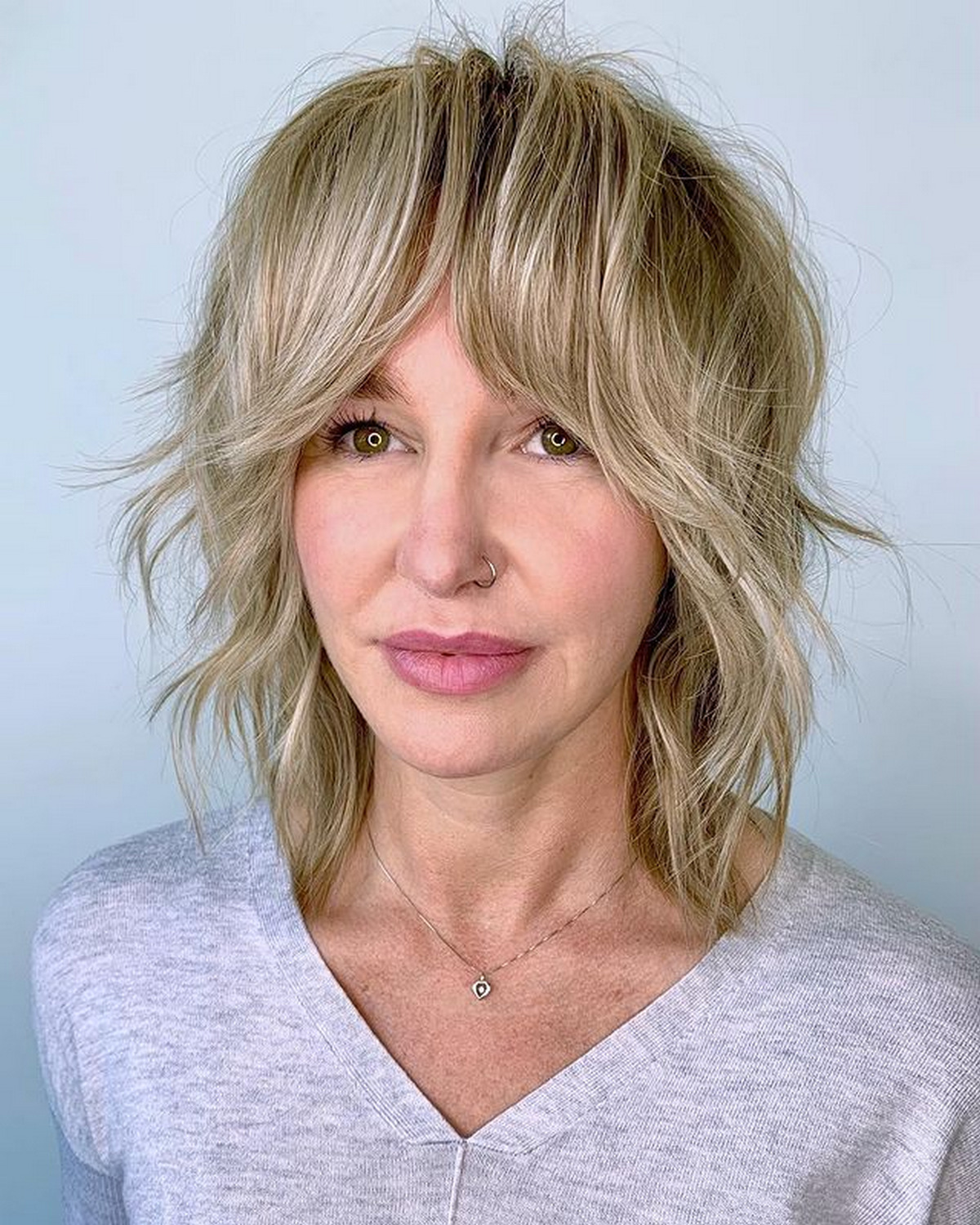 Shoulder Length Hair With Curtain Bangs