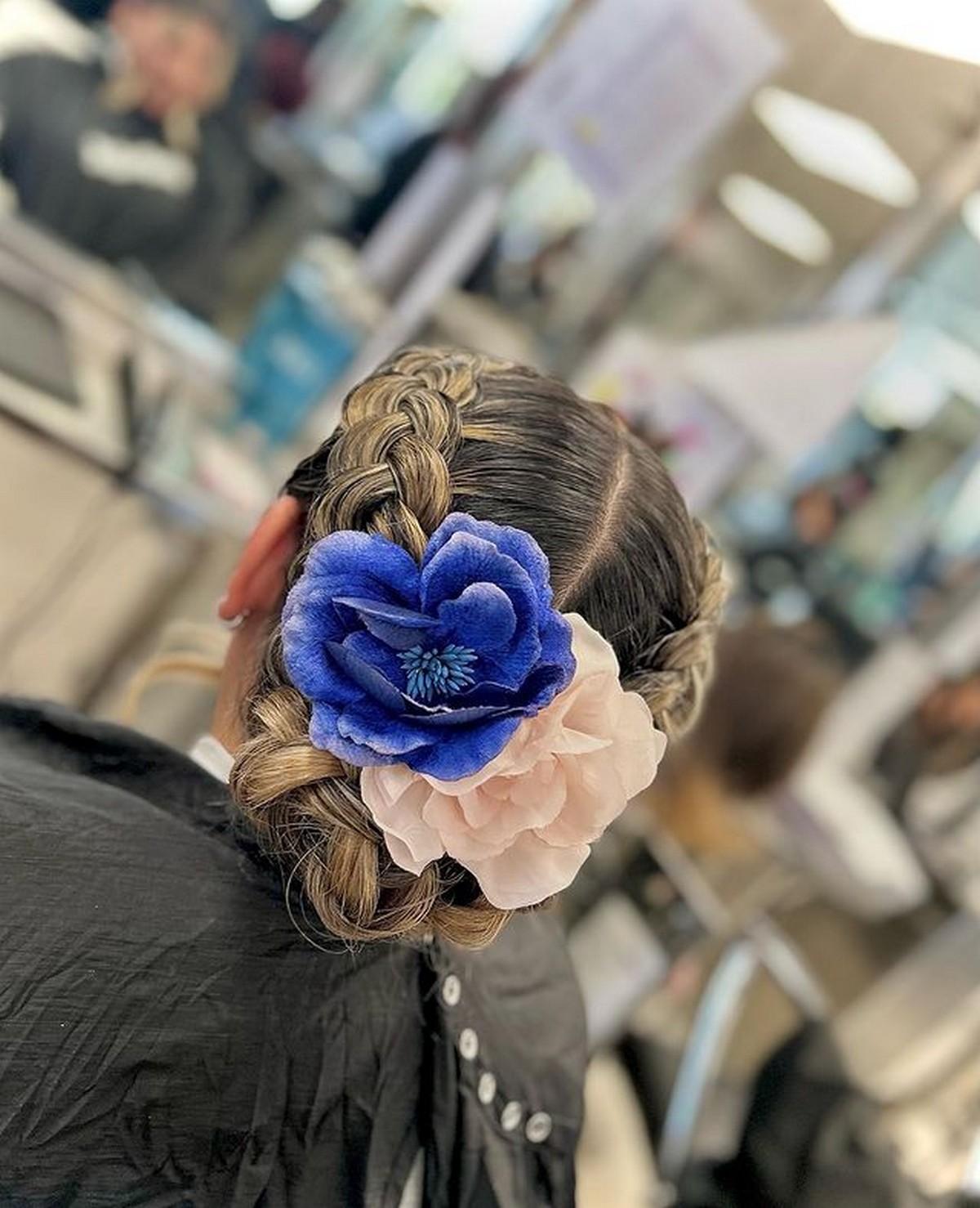Braided Updo With Colorful Flower