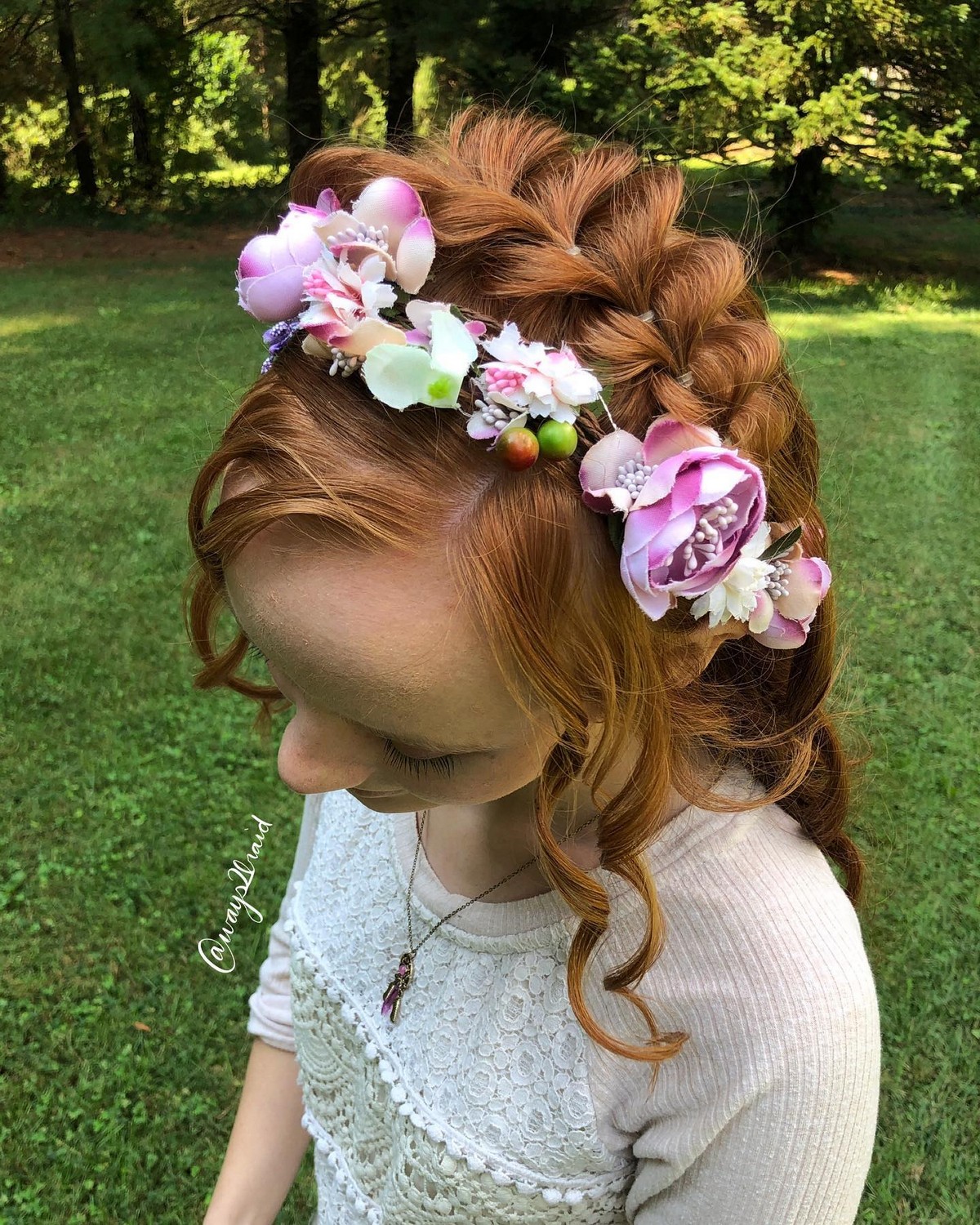 Fish Bone Braid Queen And Flower Headband