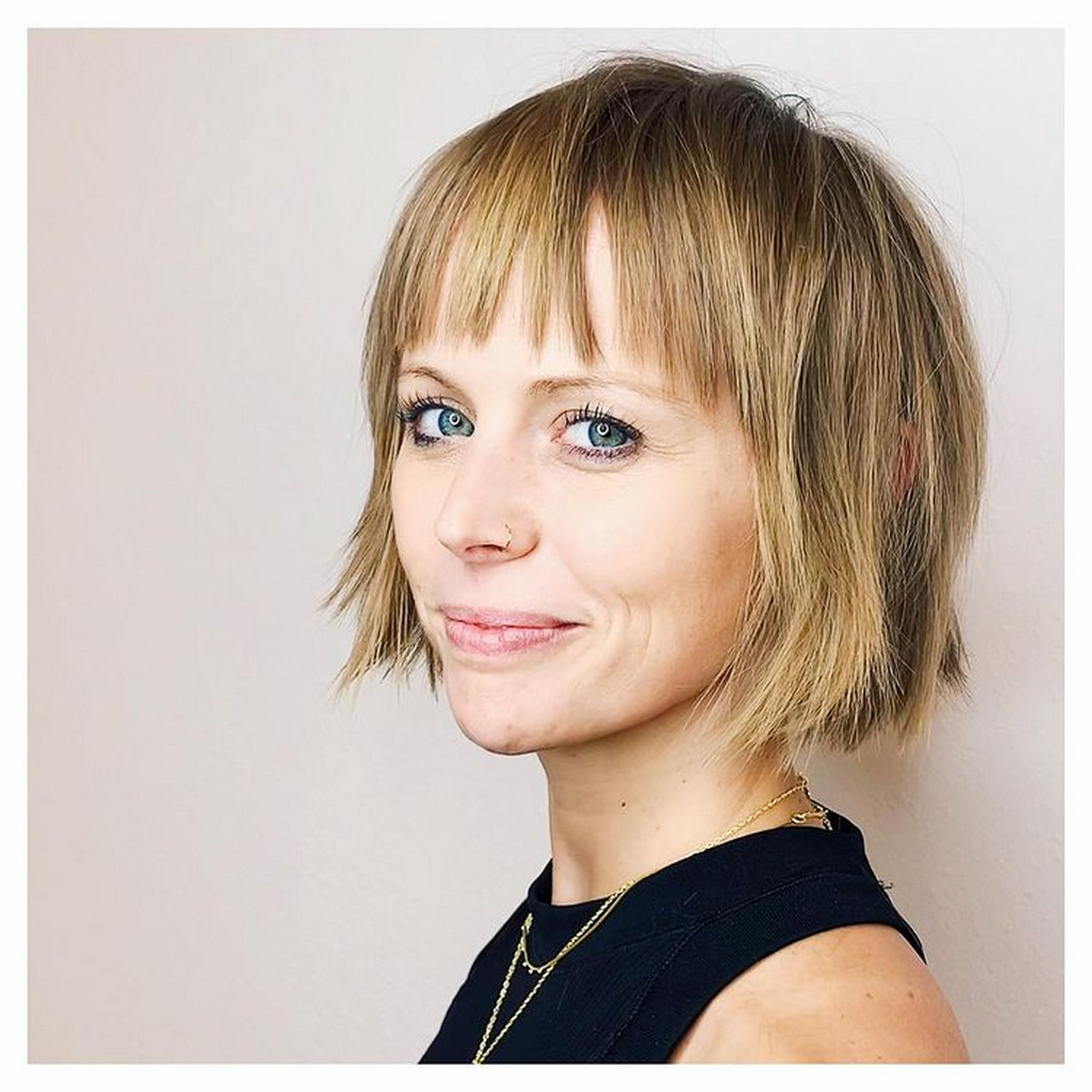 Subtle Face-Framing Bob with Choppy Bangs