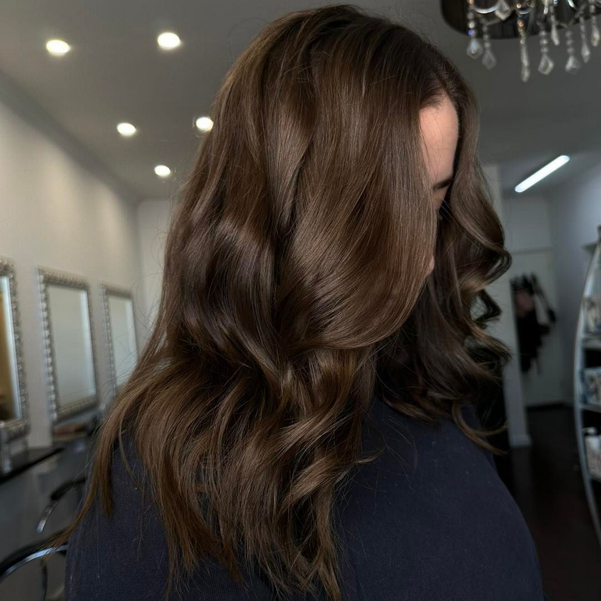 Brunette Balayage Blow Layer Thick Hair