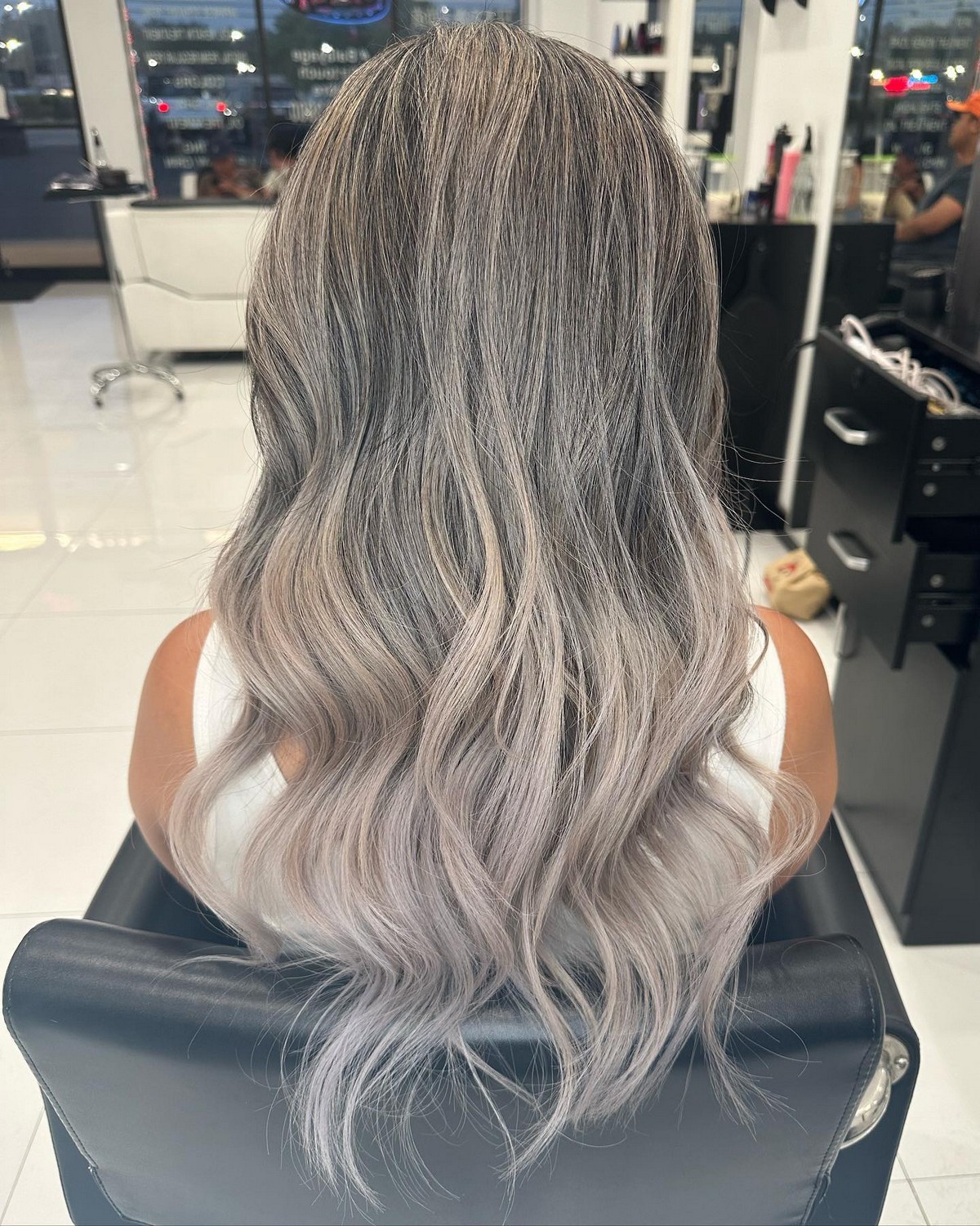 Subtle Ash Blonde Balayage On Black Hair