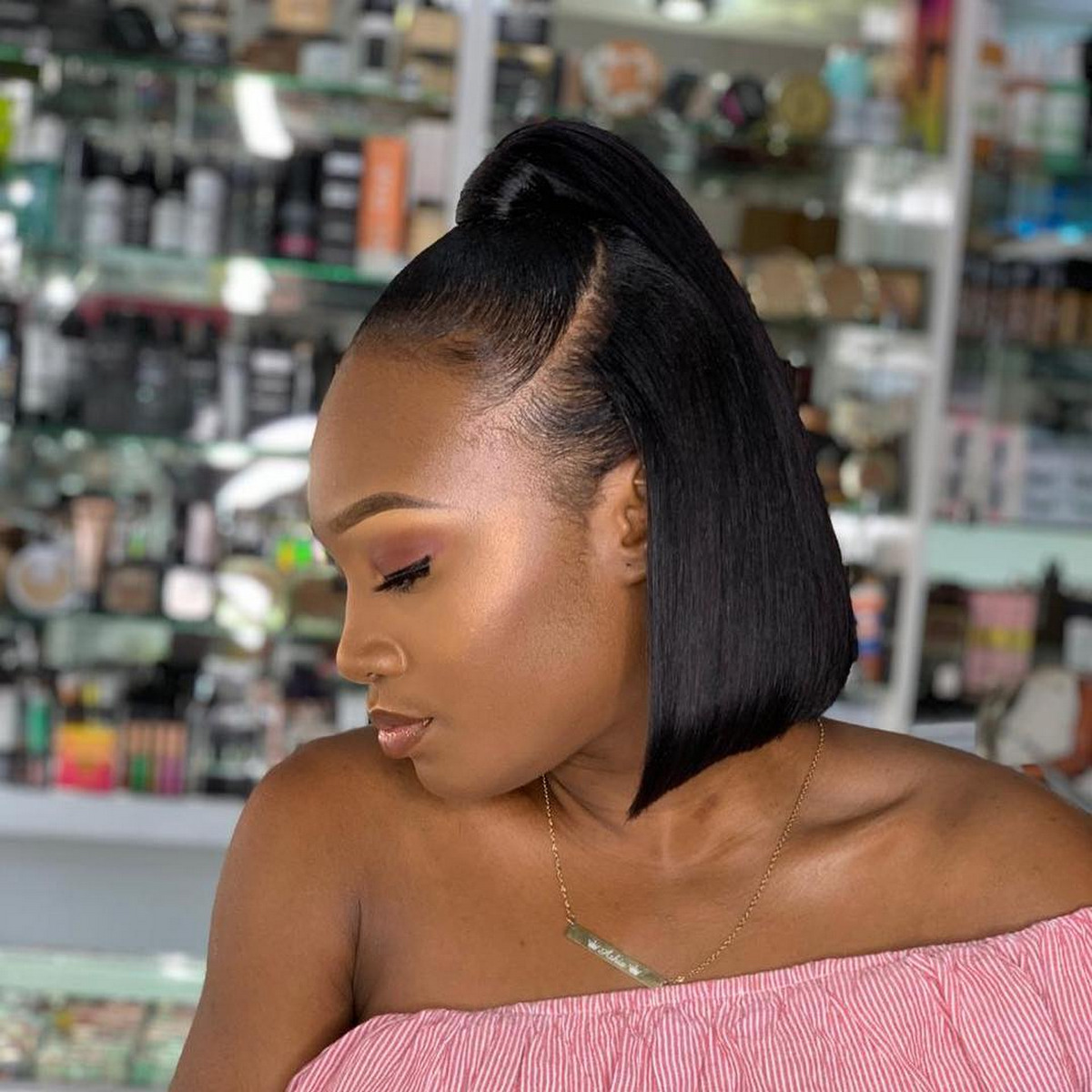 Bob Ponytail with Weave