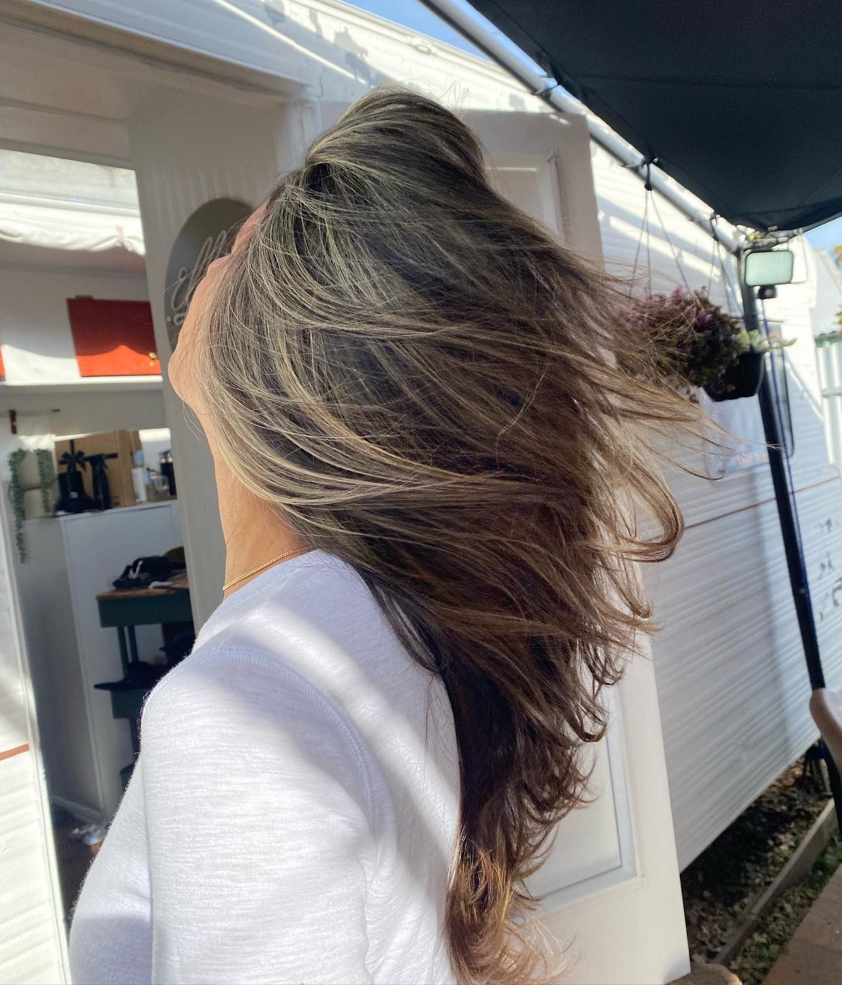 Light Golden Blonde Balayage On Black Hair