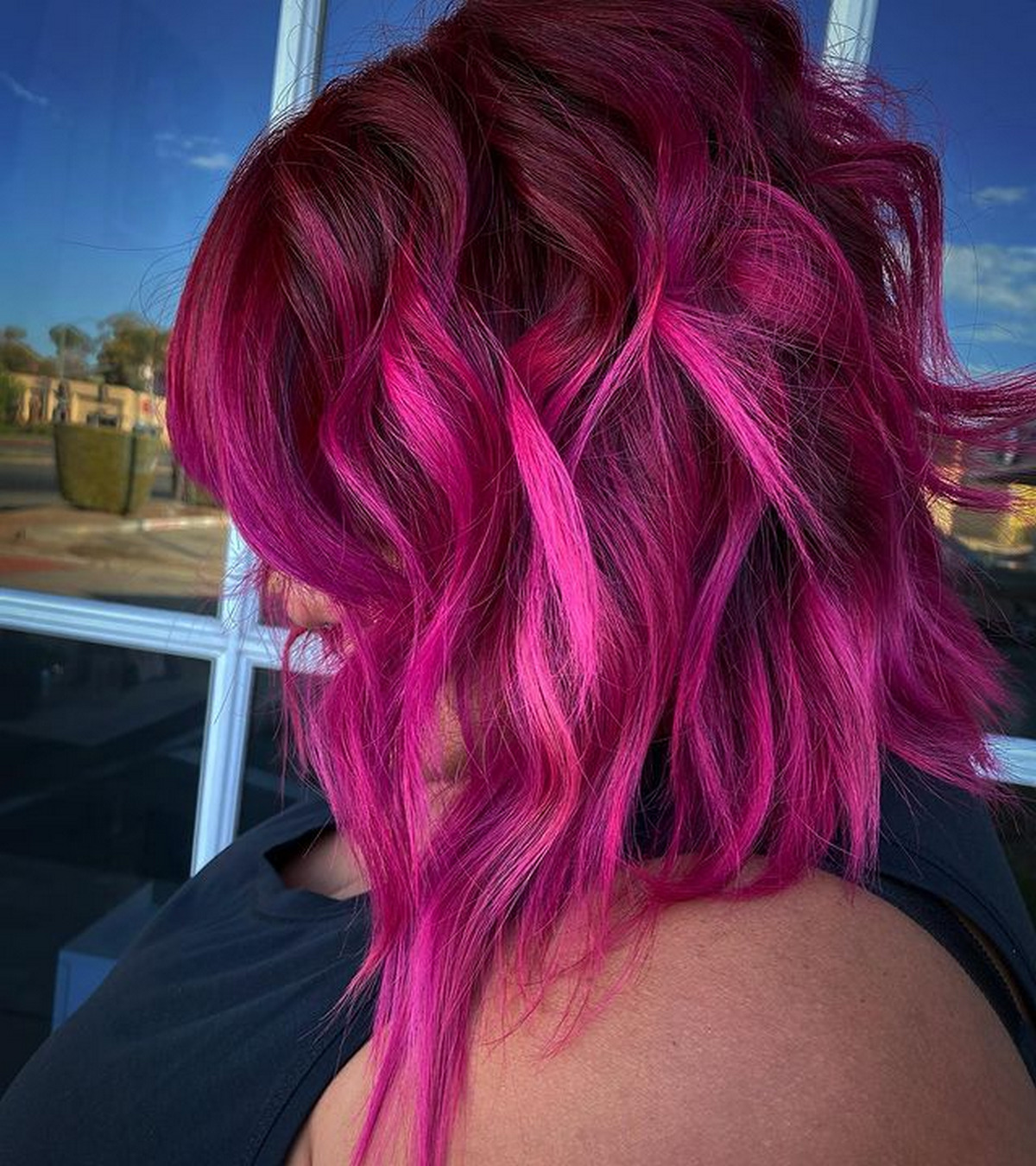Tousled Magenta Bob Cut