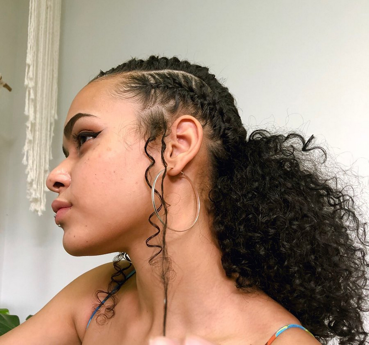 Twisted Braids Into Curly Ponytail