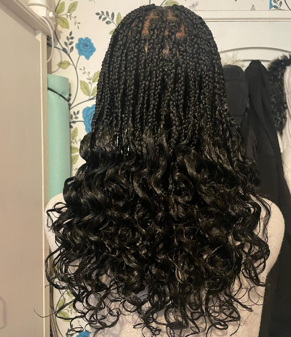 Black Box Braids With Curly Hair