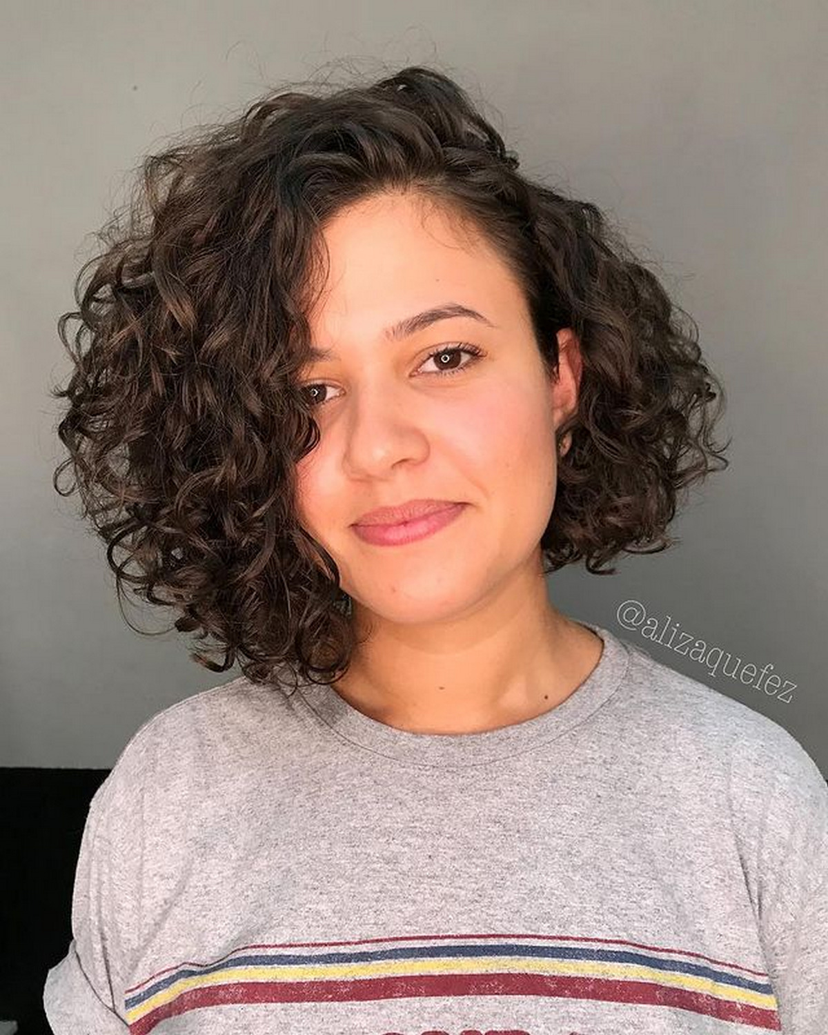 Side-Parted Asymmetrical Curly Bob