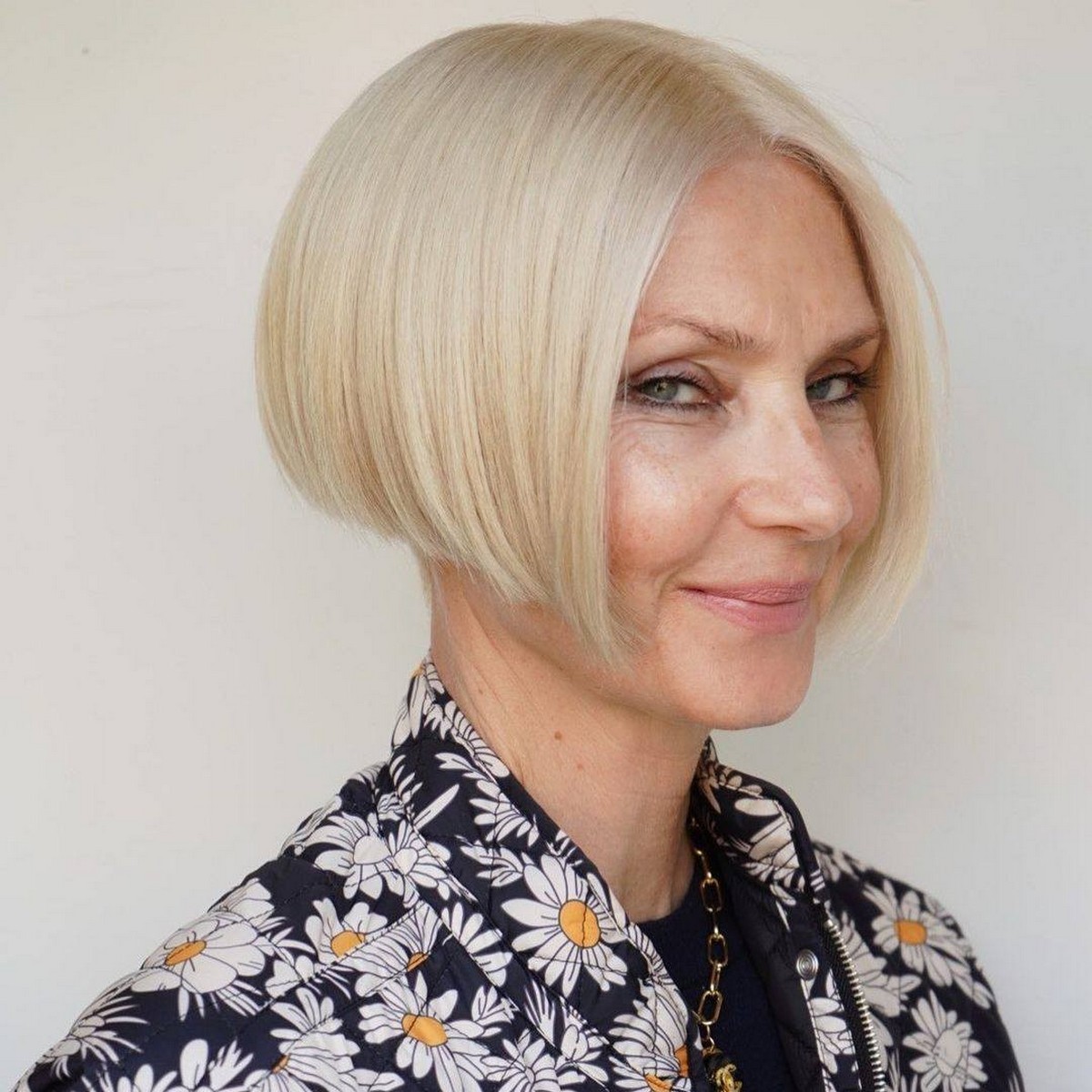 Silver Blonde Blunt Bob Asymmetrical