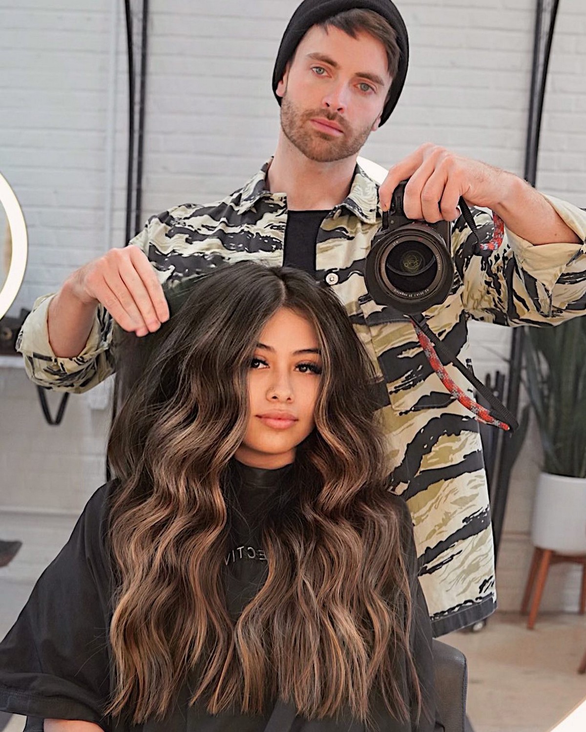 Warm Caramel Blonde Ombre On Black Hair