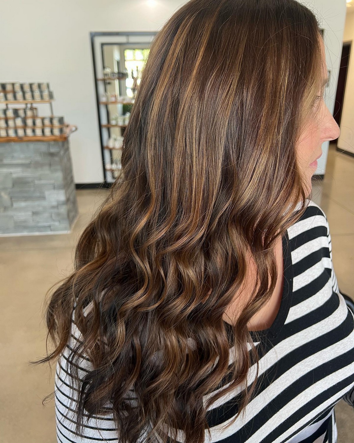 Dark Brown Hair With Butterscotch Highlights
