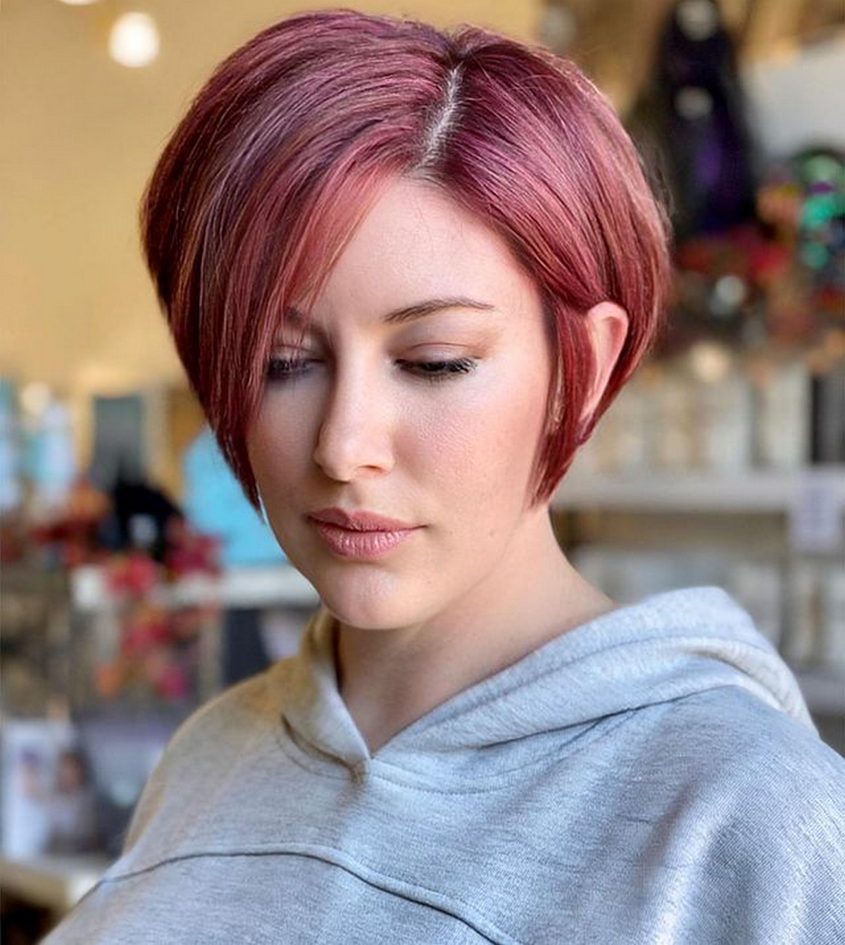 Dark Red Hair with Highlights