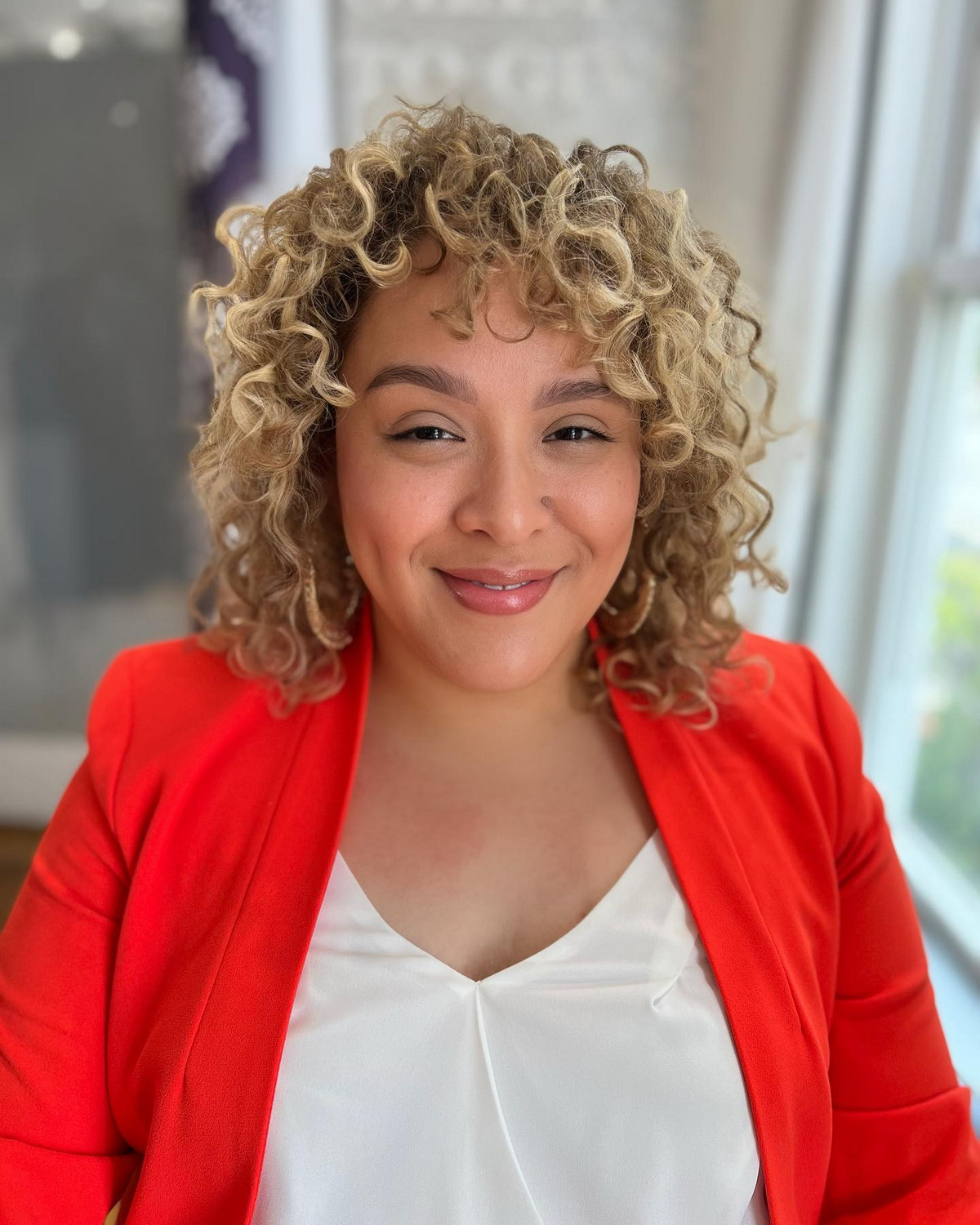 Pretty Medium Curly Hair With Bangs
