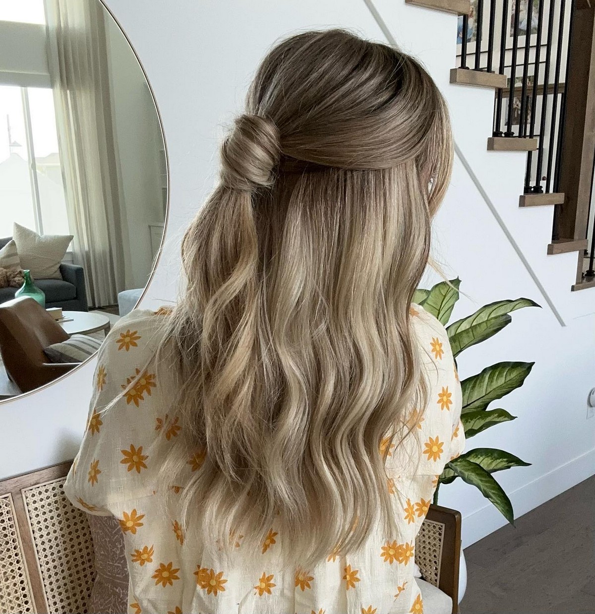 Half-Up, Half-Down With Holly Accents
