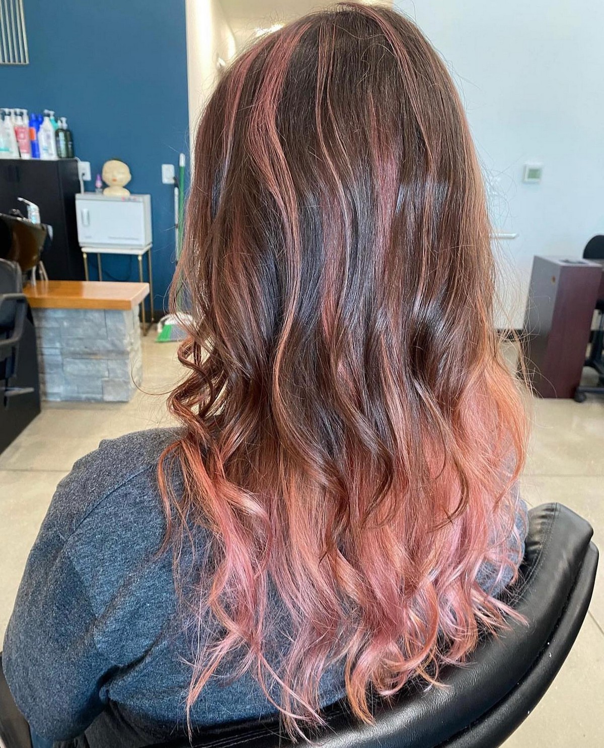 Dark Brown Hair With Pastel Pink Highlights