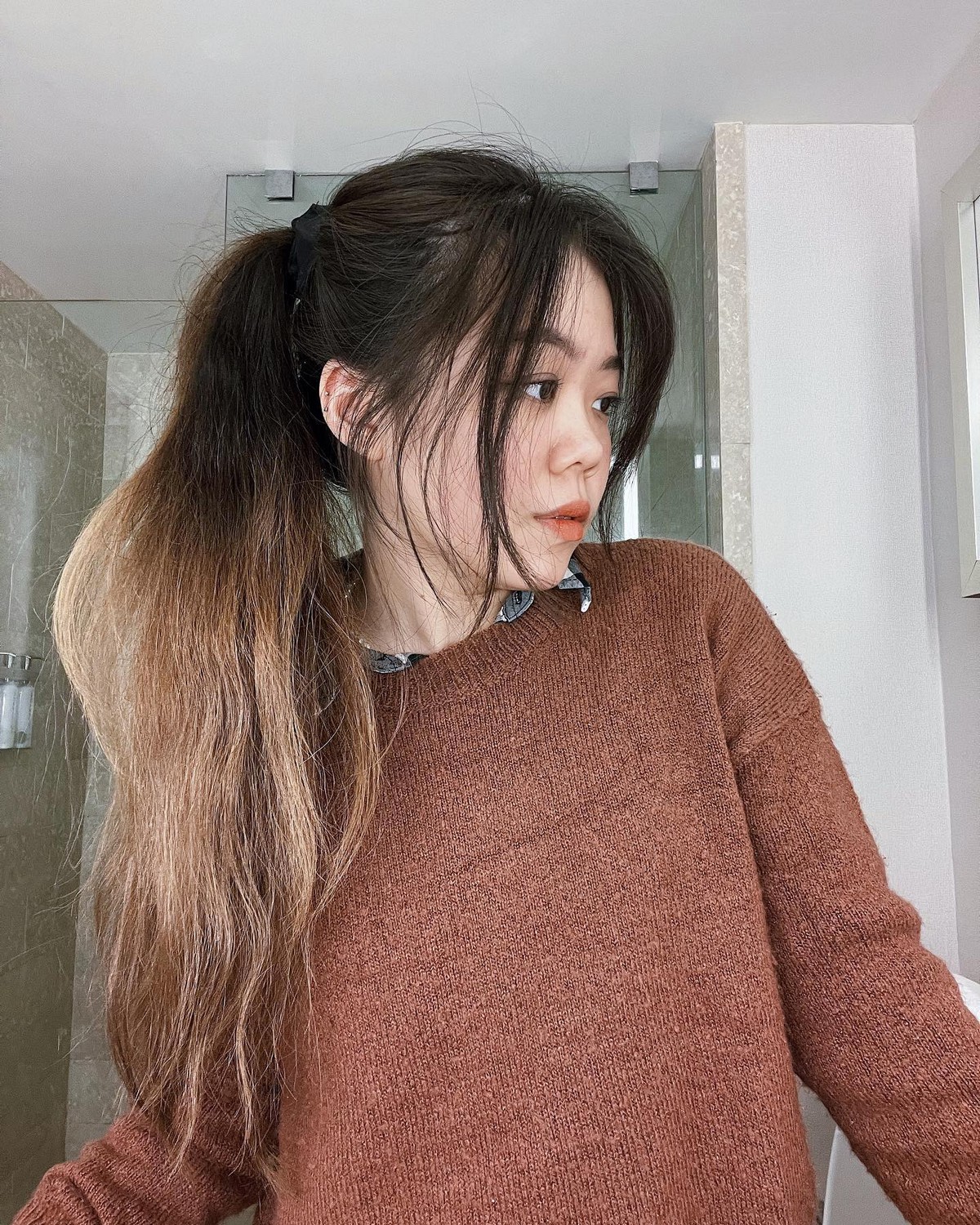 Layered Ponytail With Curtain Bangs