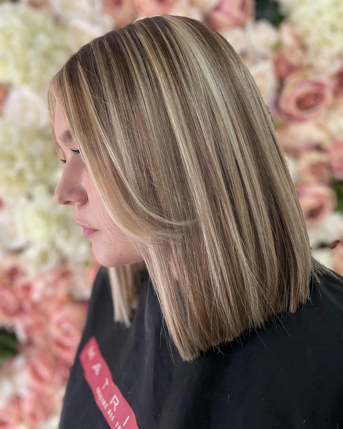 Shoulder-Length Blunt Lob With Feather Bangs