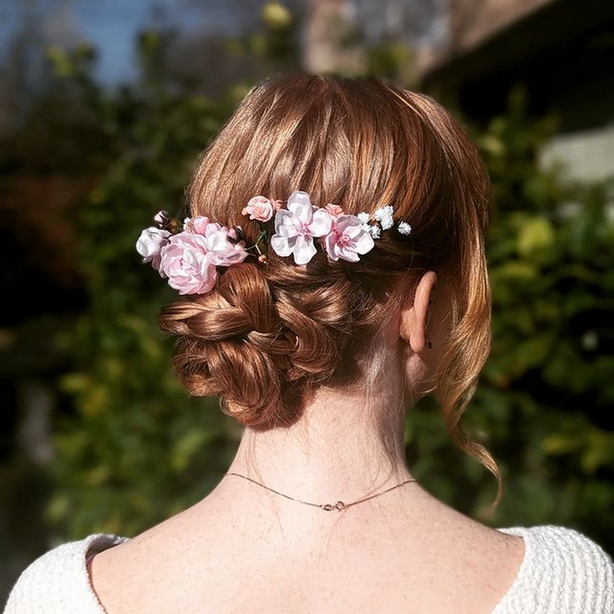 Updos With Cherry Blossom Accessories