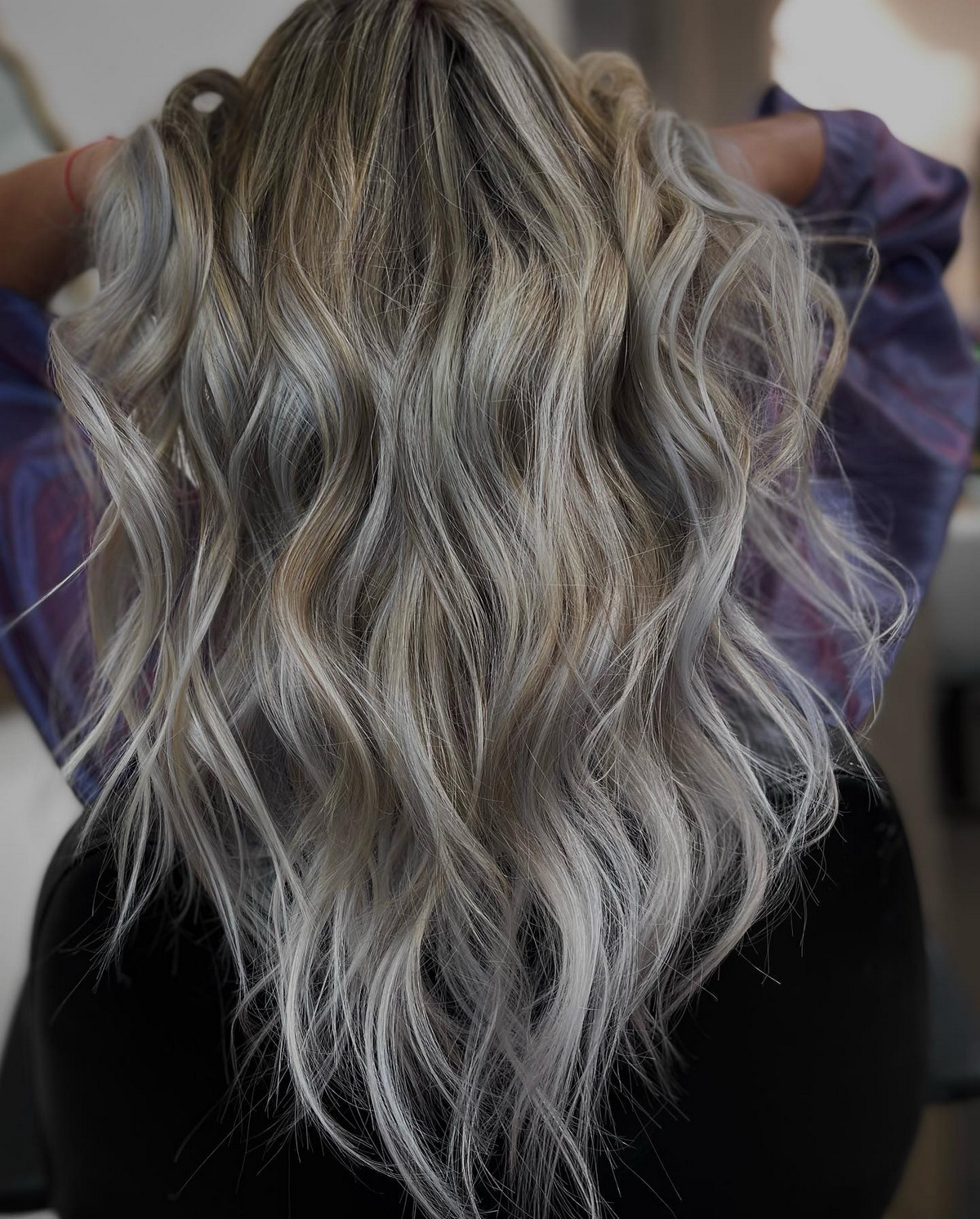 Light Brown and Silver Balayage Hair