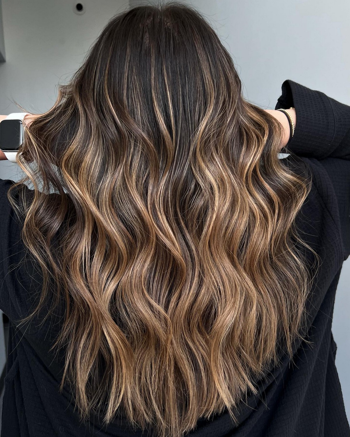 Dark Brown Hair With Subtle Caramel Balayage Highlights