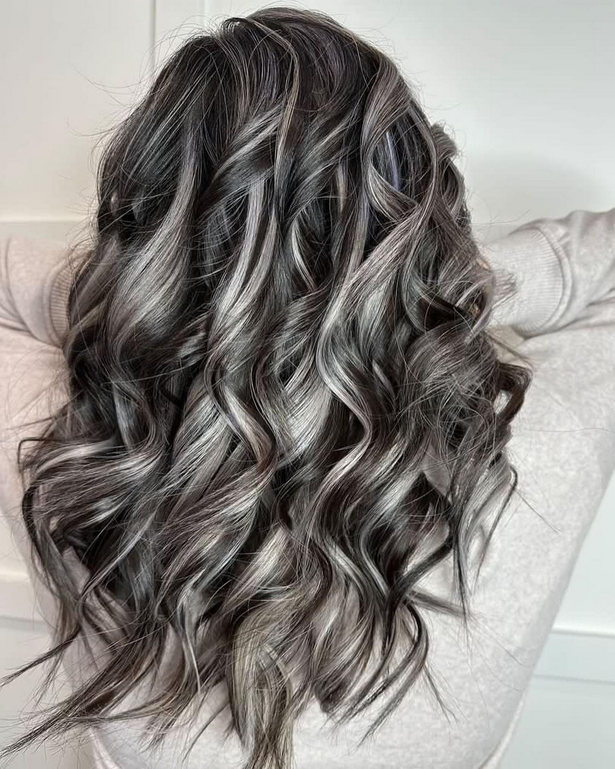 Long Dark Waves with Silver Highlights