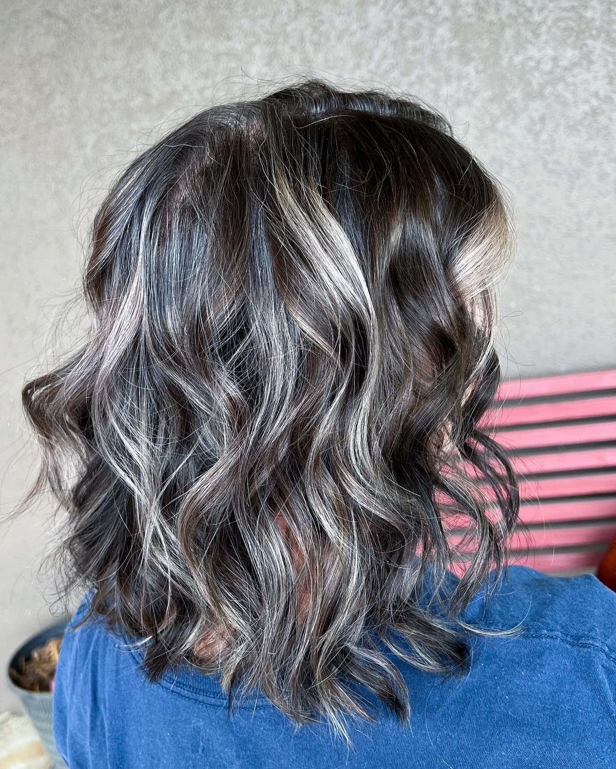 Silver and Gray Highlights on Black Hair