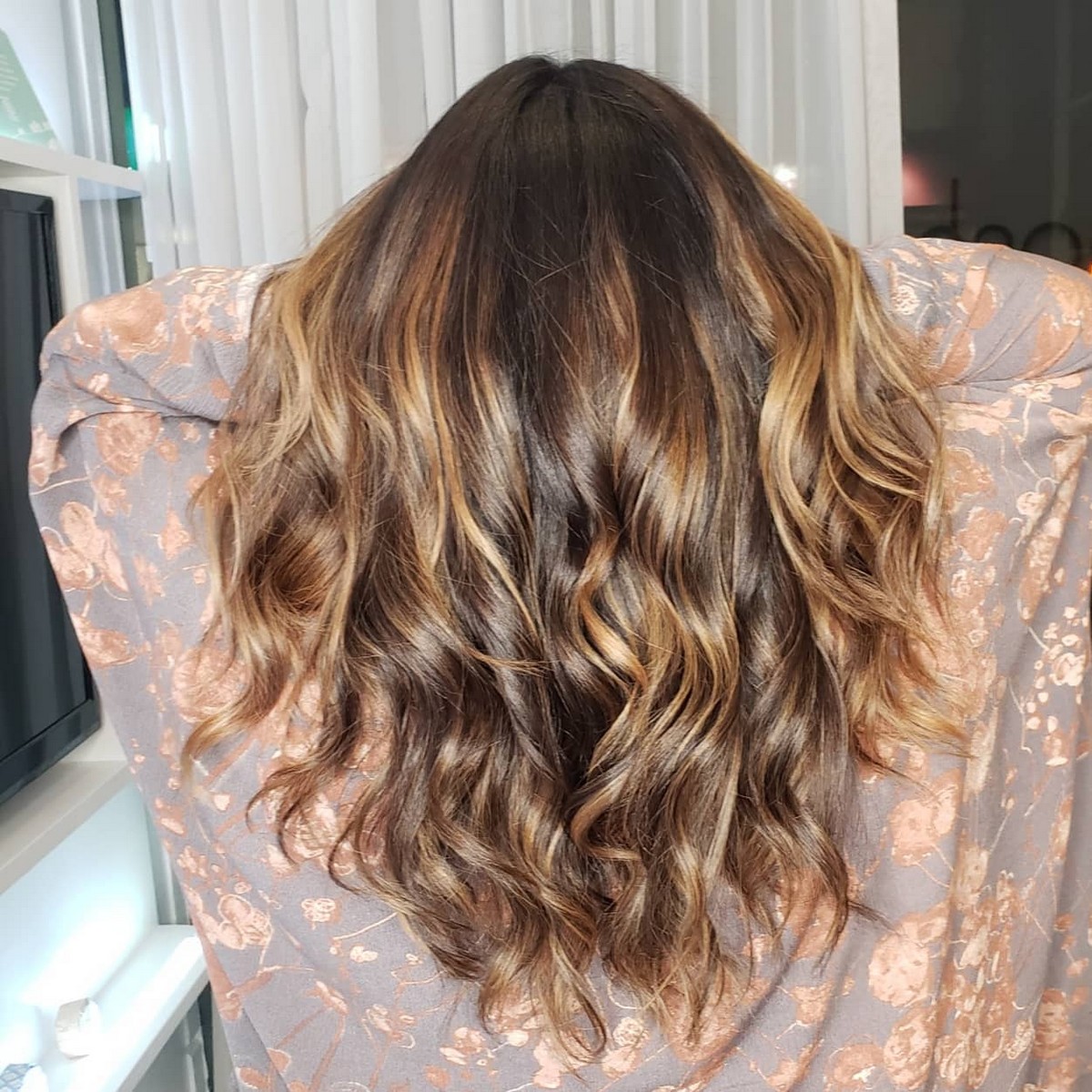 Dark Brown Hair With Honey-Brown Balayage Highlights